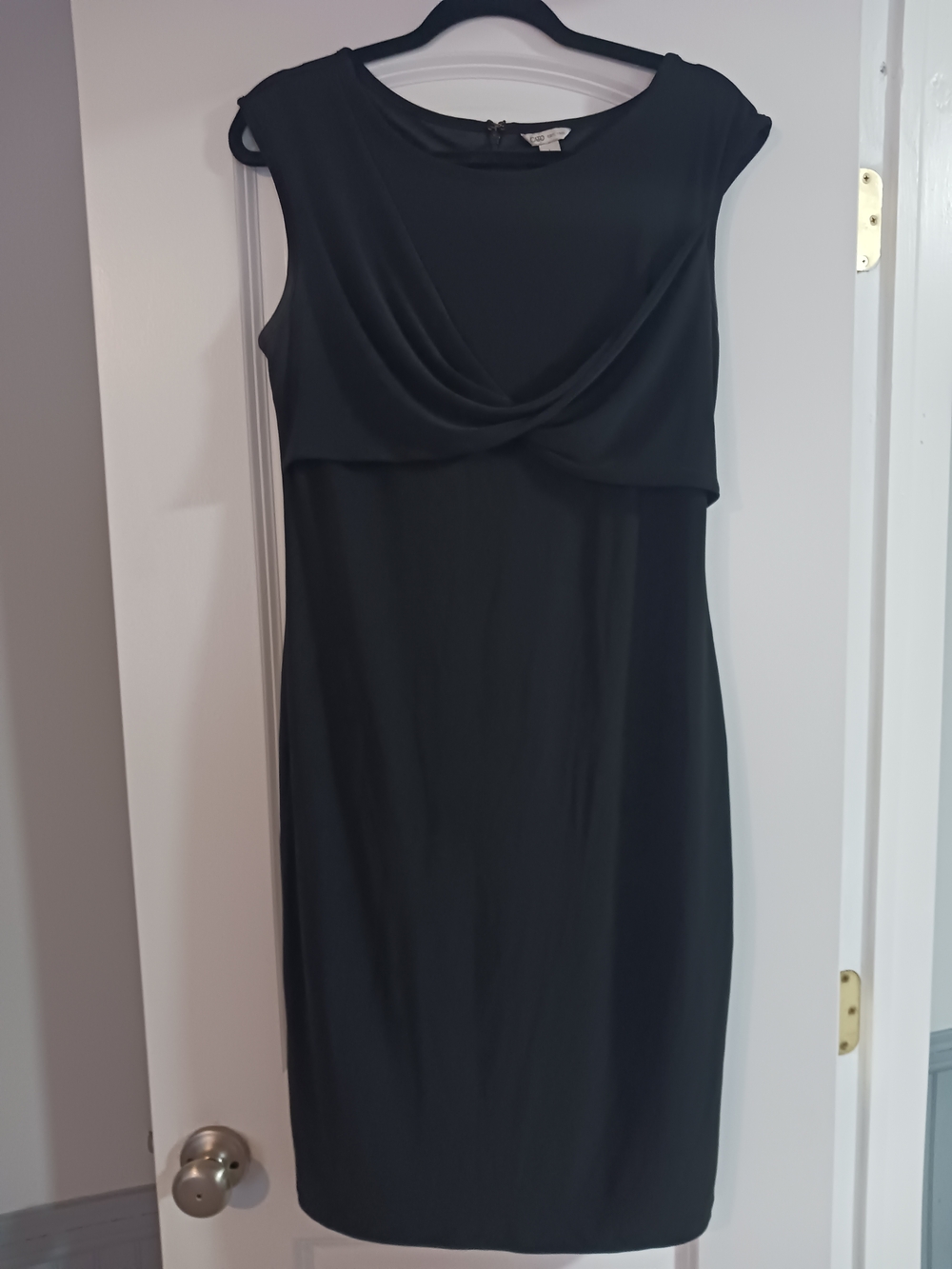 Classic Black Draped Sheath Dress